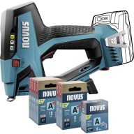   Novus Tools J-550 031-0373 Akkus tűzőgép Kapocs típus 37-es típus, 53-as típus Kapocs hosszúság 6 - 14 mm akku nélkül, töltő nélkül
