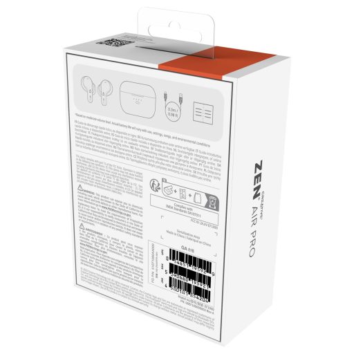 Creative Zen Air Pro In Ear fejhallgató Bluetooth® Fehér Izzadásálló, Vízálló, Elemtöltés kijelzés, Töltő- dokkoló állomással