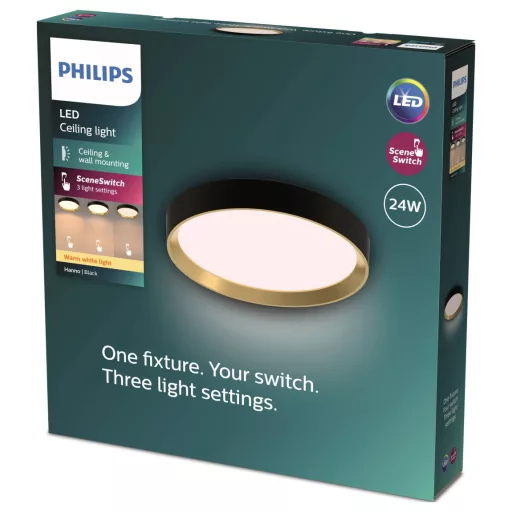 Philips 8720169301337 Hanno LED-es mennyezeti lámpa LED 24 W Fekete, Arany