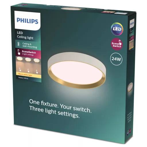 Philips 8720169301375 Hanno LED-es mennyezeti lámpa LED 24 W Fehér, Arany