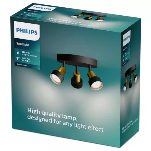 Philips Conduit 8720169299955 Mennyezeti fényszóró GU10 Fekete, Arany