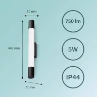  Philips Rover 8720169300170 LED-es fürdőszobai mennyezeti lámpa 5 W Melegfehér Fekete