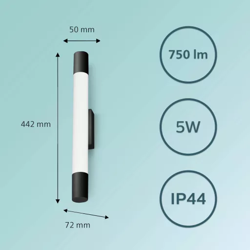 Philips Rover 8720169300170 LED-es fürdőszobai mennyezeti lámpa 5 W Melegfehér Fekete