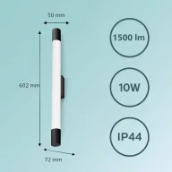   Philips Rover 8720169300217 LED-es fürdőszobai mennyezeti lámpa 10 W Melegfehér Fekete