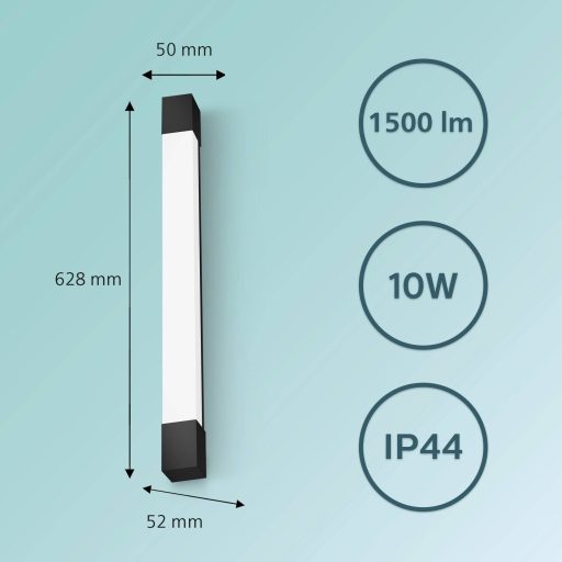 Philips Rover 8720169300293 LED-es fürdőszobai mennyezeti lámpa 10 W Melegfehér Fekete