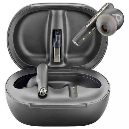 HP Poly Voyager Free 60+ In Ear headset Bluetooth® Stereo Fekete Noise Cancelling Headset, Indukció, Töltőtok, Mikrofon némítás, Hangerő szabályozás Számítógép