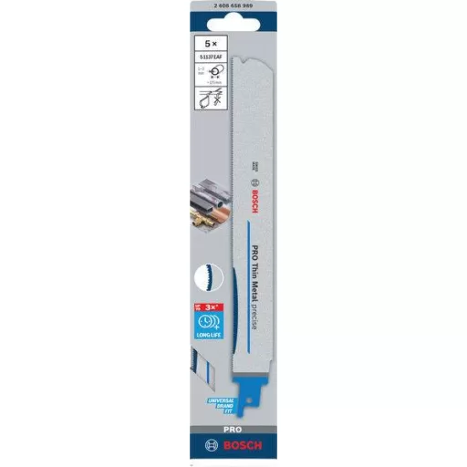 Bosch Accessories 2608658989 PRO Vékony fém precíz S1137EAF lap, 1,1 x 25 x 225 mm, 5 db. 5 db