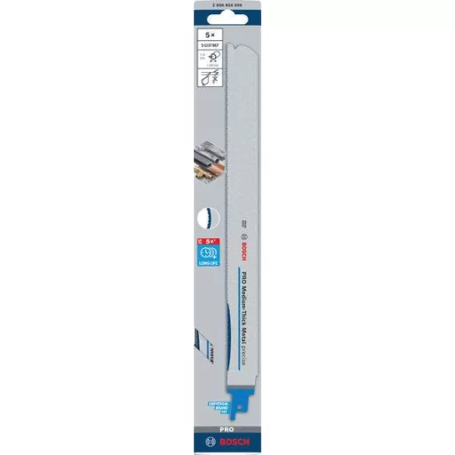 Bosch Accessories 2608658996 PRO Közepes vastagságú fém precíz S1237BEF lap, 1,1 x 25 x 300 mm, 5 db. 5 db