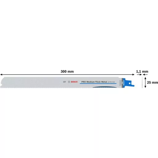 Bosch Accessories 2608658996 PRO Közepes vastagságú fém precíz S1237BEF lap, 1,1 x 25 x 300 mm, 5 db. 5 db