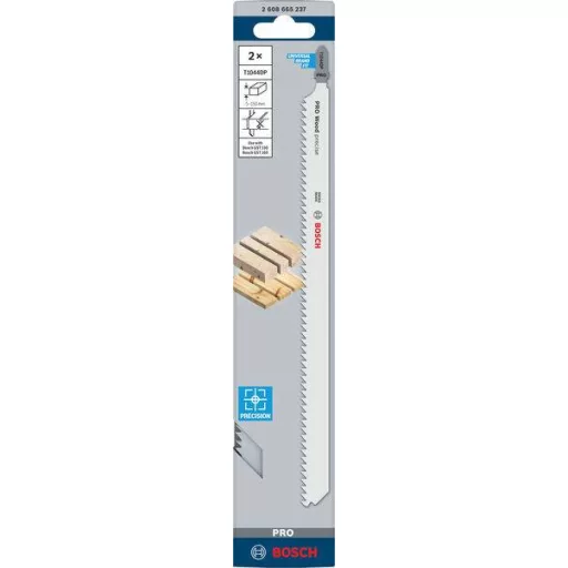 Bosch Accessories 2608665237 PRO Wood precíz T1044DP szúrófűrészlap, 250 mm, 2 részes. 2 db