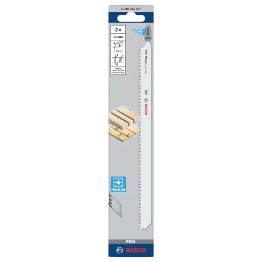 Bosch Accessories 2608665237 PRO Wood precíz T1044DP szúrófűrészlap, 250 mm, 2 részes. 2 db