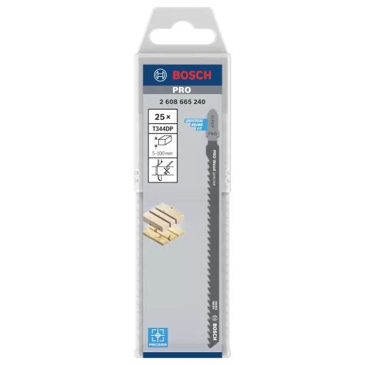 Bosch Accessories 2608665240 PRO Wood precíz T344DP szúrófűrészlap, 152 mm, 25 db. 25 db