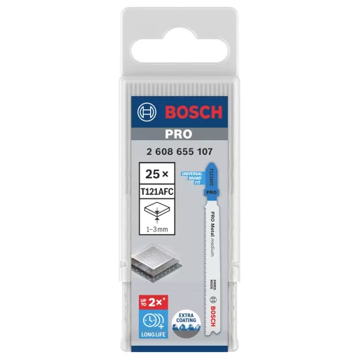 Bosch Accessories 2608655107 PRO Fém közepes T121AFC szúrófűrészlap, 92 mm, 25 db. 25 db