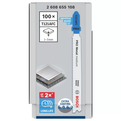 Bosch Accessories 2608655108 PRO Fém közepes T121AFC szúrófűrészlap, 92 mm, 100 db. 100 db