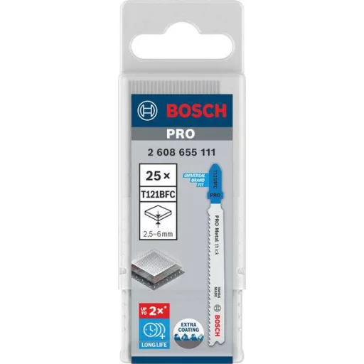 Bosch Accessories 2608655111 PRO Fém vastag T121BFC szúrófűrészlap, 92 mm, 25 db. 25 db