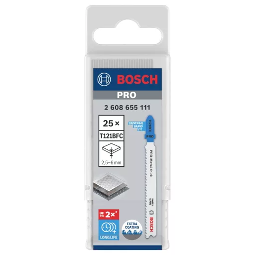 Bosch Accessories 2608655111 PRO Fém vastag T121BFC szúrófűrészlap, 92 mm, 25 db. 25 db