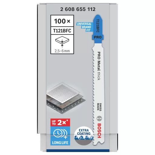 Bosch Accessories 2608655112 PRO Fém vastag T121BFC szúrófűrészlap, 92 mm, 100 db. 100 db