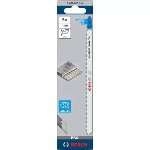 Bosch Accessories 2608655114 PRO Metal Sandwich T718BF szúrófűrészlap, 180 mm, 5 db. 5 db