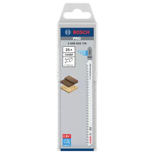 Bosch Accessories 2608655116 PRO Keményfa gyors T344DF szúrófűrészlap, 152 mm, 25 db. 25 db