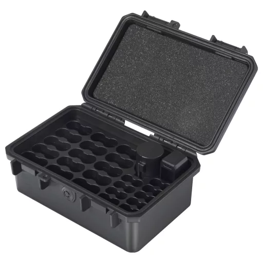 VOLTCRAFT Szabadtéri akku-/elem bőrönd Cellaszám: 58 Ceruza (AA), Mikro (AAA), Mini (AAAA), Gombelemek (H x Sz x Ma) 184 x 132 x 77 mm