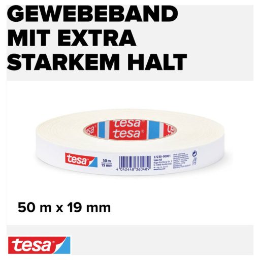tesa 57230-00001-02 Szövet ragasztószalag Fehér (H x Sz) 50 m x 19 mm 1 db