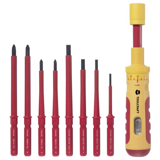 TOOLCRAFT 1~6 Nm Megfordítható csavarhúzó készlet VDE, Villanyszerelő 9 részes 1 - 6 Nm DIN 6789