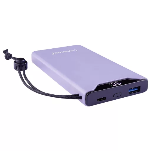 Intenso F10000 Powerbank 10000 mAh Quick Charge, Power Delivery LiPo USB-A, USB-C® Lila állapotjelző