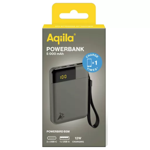 Aqiila Powerbird B5M Powerbank 5000 mAh LiPo USB-A, USB-C® Mohazöld