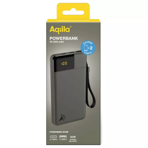 Aqiila Powerbird B10M Powerbank 10000 mAh LiPo USB-A, USB-C® Mohazöld