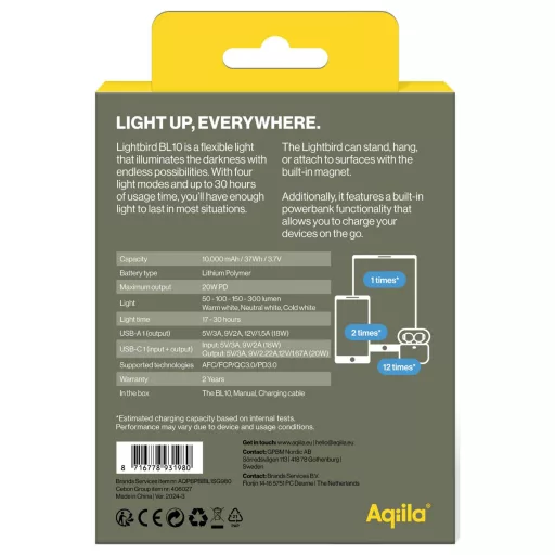 Aqiila AQPBPBIBL1SG980 Lightbird BL10 LED Kemping lámpa 300 lm Akkuról üzemeltetett 278 g