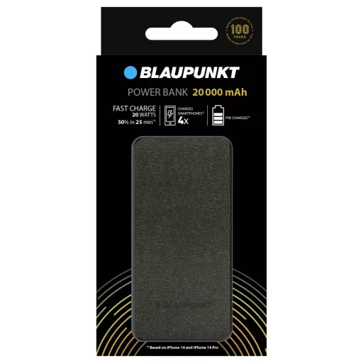 Blaupunkt Powerbank 20000 mAh Quick Charge 3.0, Power Delivery 3.0 LiPo Fekete