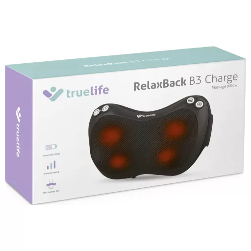 truelife RelaxBack B3 Charge Masszázs párna 24 W Fekete