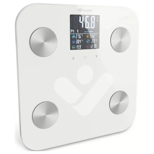 truelife FitScale W6 BT Személymérleg digitális Mérési tartomány (max.)=180 kg Fehér, Szürke Bluetooth-szal