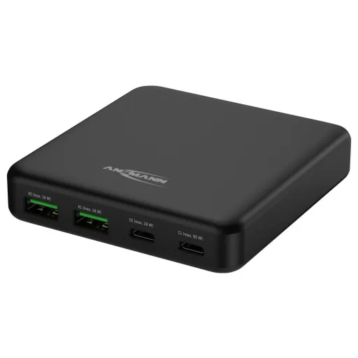 Ansmann Desktop Ladegerät DC465PD 65W USB-s töltőkészülék 65 W 2x USB-A, 2x USB-C® Power Delivery Fekete Beltér