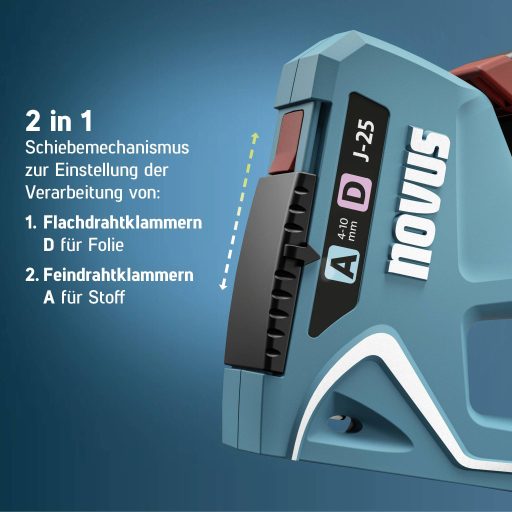 Novus Tools J-25 030-0459 Kézi tűzőgép Kapocs típus 53-as típus, 53F típus, 37-es típus, 11-es típus Kapocs hosszúság 4 - 10 mm