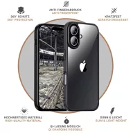   JT Berlin BackCase Pankow Hybrid Hátlap Apple iPhone 16 Fekete, Átlátszó Induktív töltés 11094