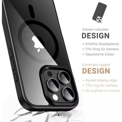 JT Berlin BackCase Pankow Hybrid Hátlap Apple iPhone 16 Pro Max Fekete, Átlátszó MagSafe kompatibilis 11101