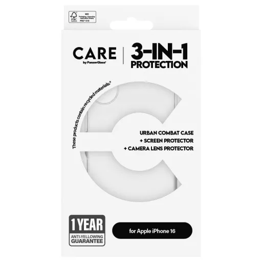 PanzerGlass CARE by ® Panzerglas 3-in-1 Protection Hátlap Apple iPhone 16 Átlátszó Ütésálló B1353+2861+1285
