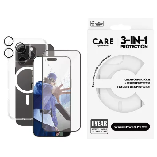 PanzerGlass CARE by ® Panzerglas 3-in-1 Protection Hátlap Apple iPhone 16 Pro Max Átlátszó Induktív töltés B1340+2864+1286