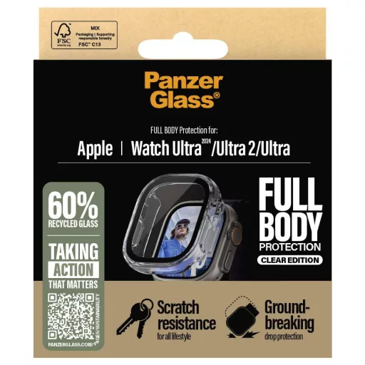 PanzerGlass Snappie Full Body Bulky Kijelzővédő üveg Apple Watch Ultra, Watch Ultra 2 1 db Ujjlenyomatmentes, Karcálló 3721