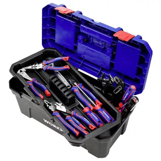 WorkPro WP283002 507 x 254 x259 mm Szerszámos láda tartalom nélkül Kék, Fekete