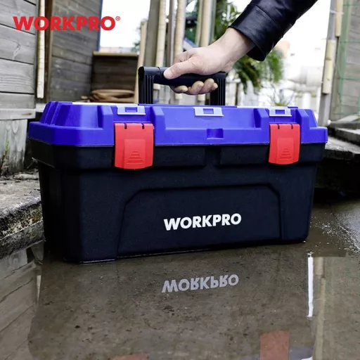 WorkPro WP283002 507 x 254 x259 mm Szerszámos láda tartalom nélkül Kék, Fekete