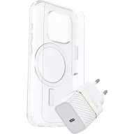   Otterbox Protection + Power KIT EU Tok + védőüveg + töltő készlet Apple iPhone 16 Pro Átlátszó, Fehér MagSafe kompatibilis 78-81432