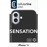   Cellularline Sensation Case Hátlap Apple iPhone 16 Fekete Ütésálló SENSATIONIPH16K