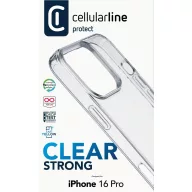   Cellularline Clear Strong Case Hátlap Apple iPhone 16 Pro Átlátszó Induktív töltés CLEARDUOIPH16PROT