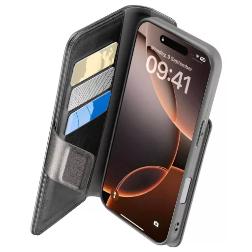 Cellularline Book Agenda 2 Case Hátlap Apple iPhone 16 Pro Fekete Ütésálló BOOKAG2IPH16PROK