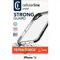   Cellularline Strong Guard Case Hátlap Apple iPhone 16 Átlátszó Ütésálló TETRACIPH16T