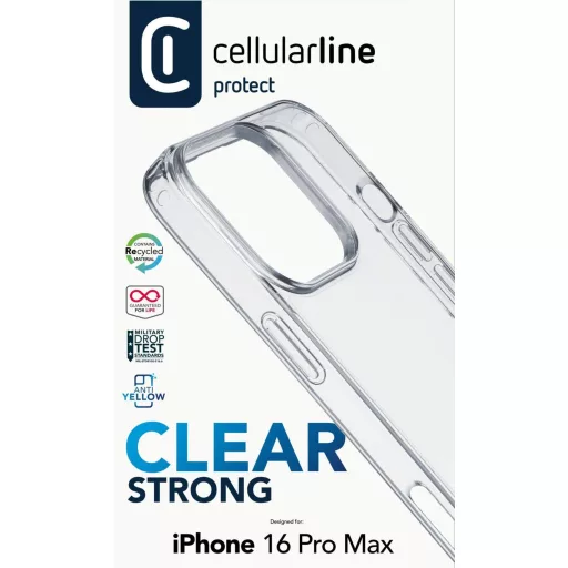 Cellularline Clear Strong Case Hátlap Apple iPhone 16 Pro Max Átlátszó Induktív töltés CLEARDUOIPH16PRMT
