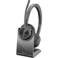   HP Poly Voyager 4320 UC Stereo On Ear headset Bluetooth® Stereo Fekete Noise Cancelling Hangerő szabályozás, Töltő- dokkoló állomással Számítógép
