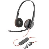   HP Poly Blackwire C3220 Számítógép Over Ear headset Vezetékes Stereo Fekete Headset, Hangerő szabályozás, Mikrofon némítás